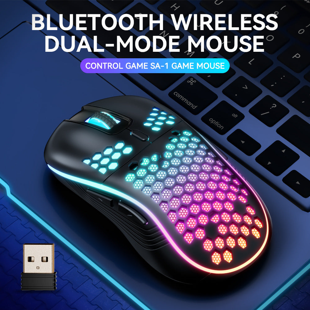 SA-1 Dual Mode Honeycomb Shell RGB Wireless Bluetooth Gaming Mouse