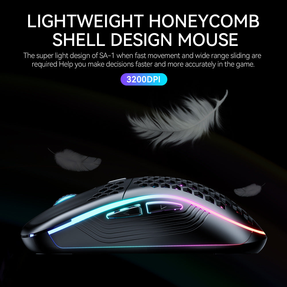 SA-1 Dual Mode Honeycomb Shell RGB Wireless Bluetooth Gaming Mouse